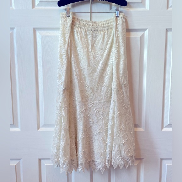 WEDDING DRESS 2 PIECES DROP SHOULDER DROP WAIST BEADED BY CREATIVE CREATIONS XXL - Picture 15 of 15